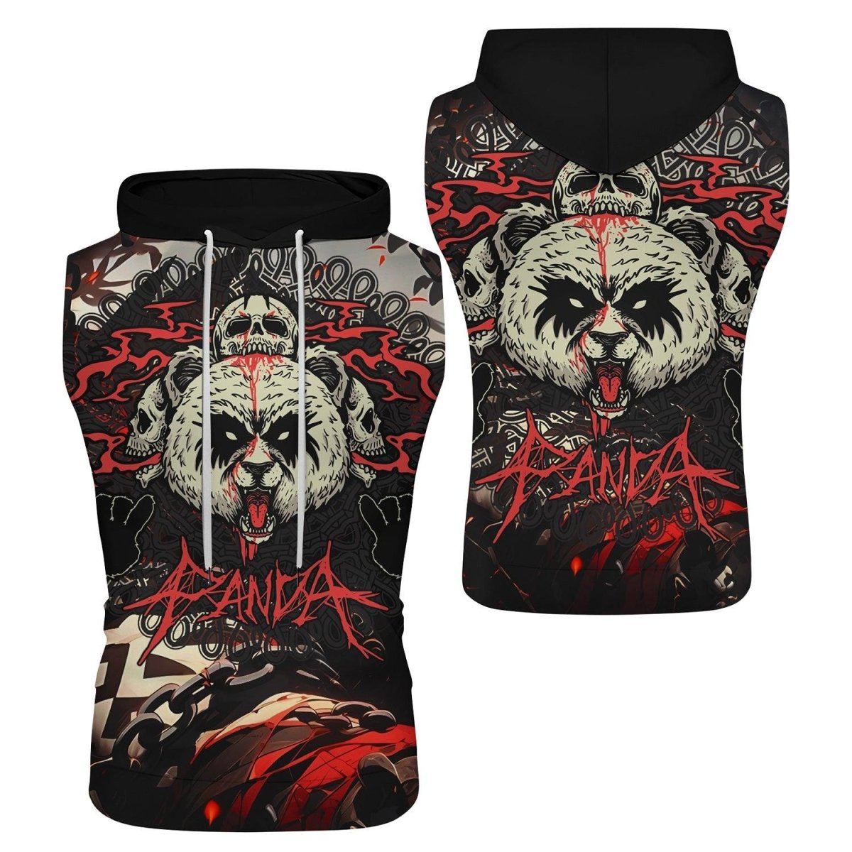 Panda Skull Sleeveless Pullover & Zip Hoodie - BattleFitGear