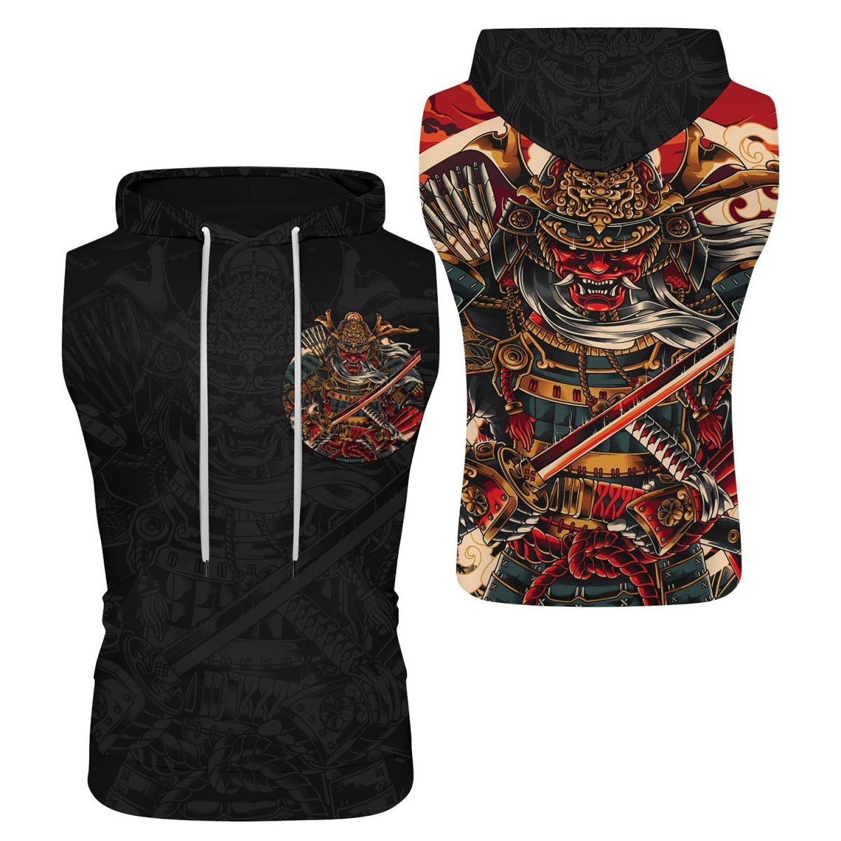 Samurai Shogun Sleeveless Pullover & Zip Hoodie - BattleFitGear