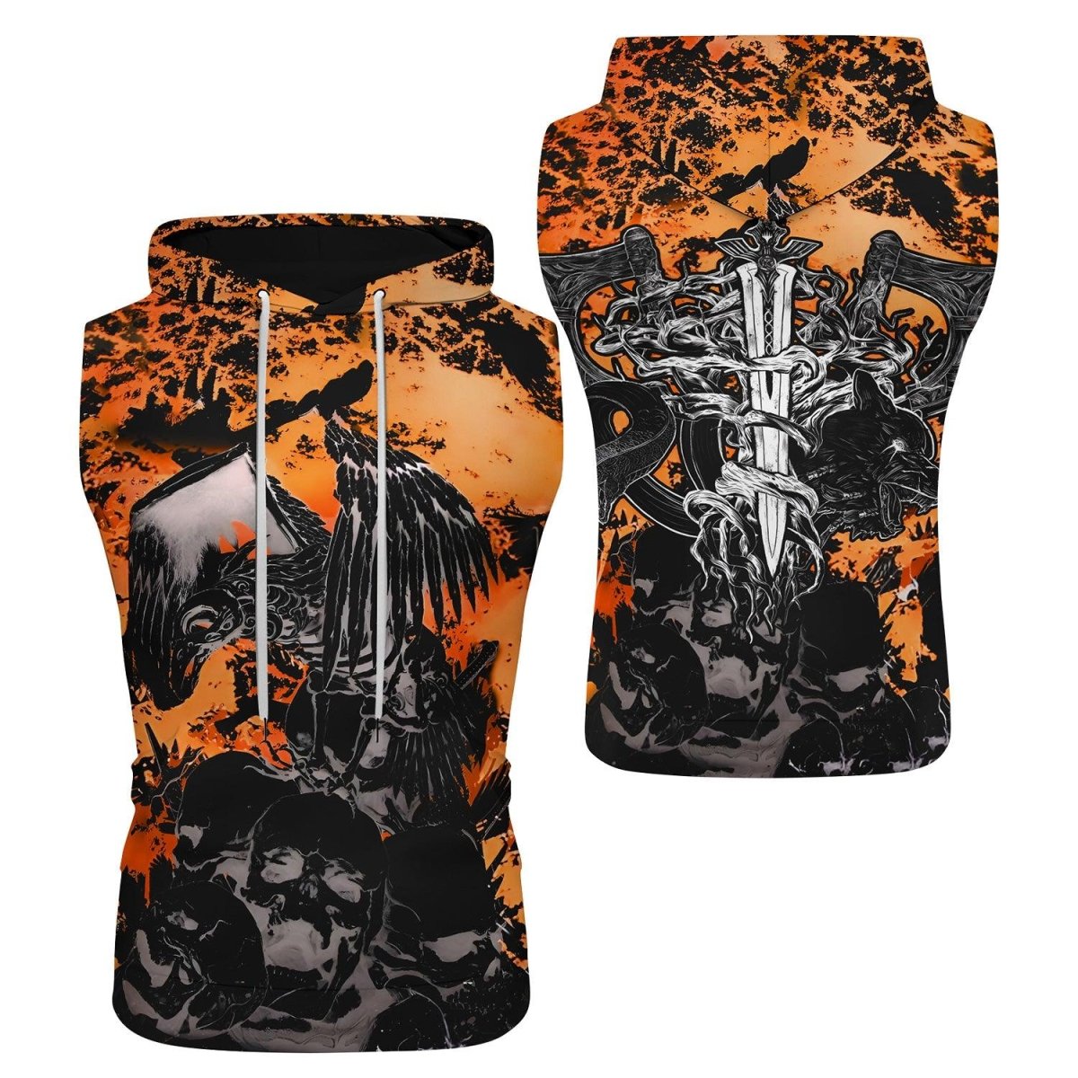 Raven Skull Sleeveless Pullover & Zip Hoodie - BattleFitGear