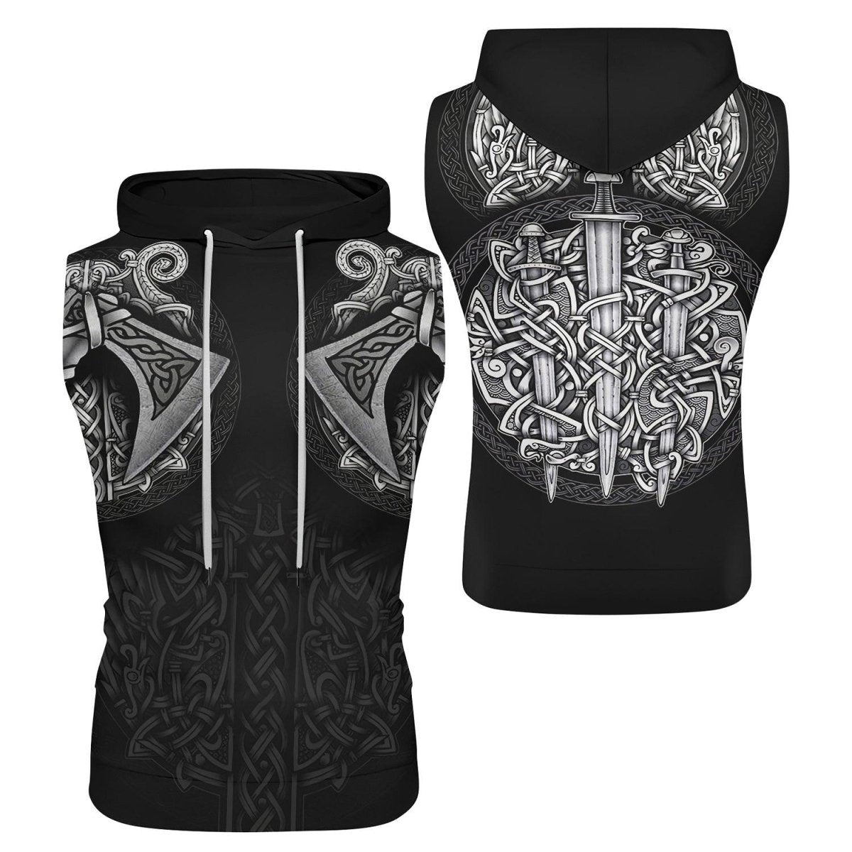 Sword & Shield Viking Sleeveless Pullover & Zip Hoodie - BattleFitGear