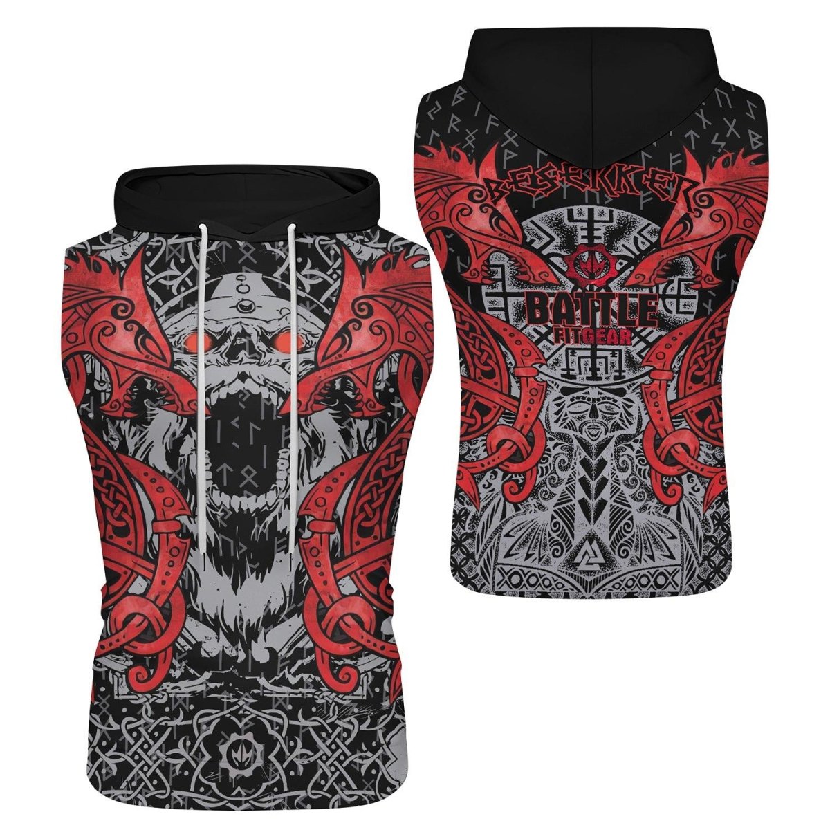 Rage Of Viking Berserker Sleeveless Pullover & Zip Hoodie - BattleFitGear