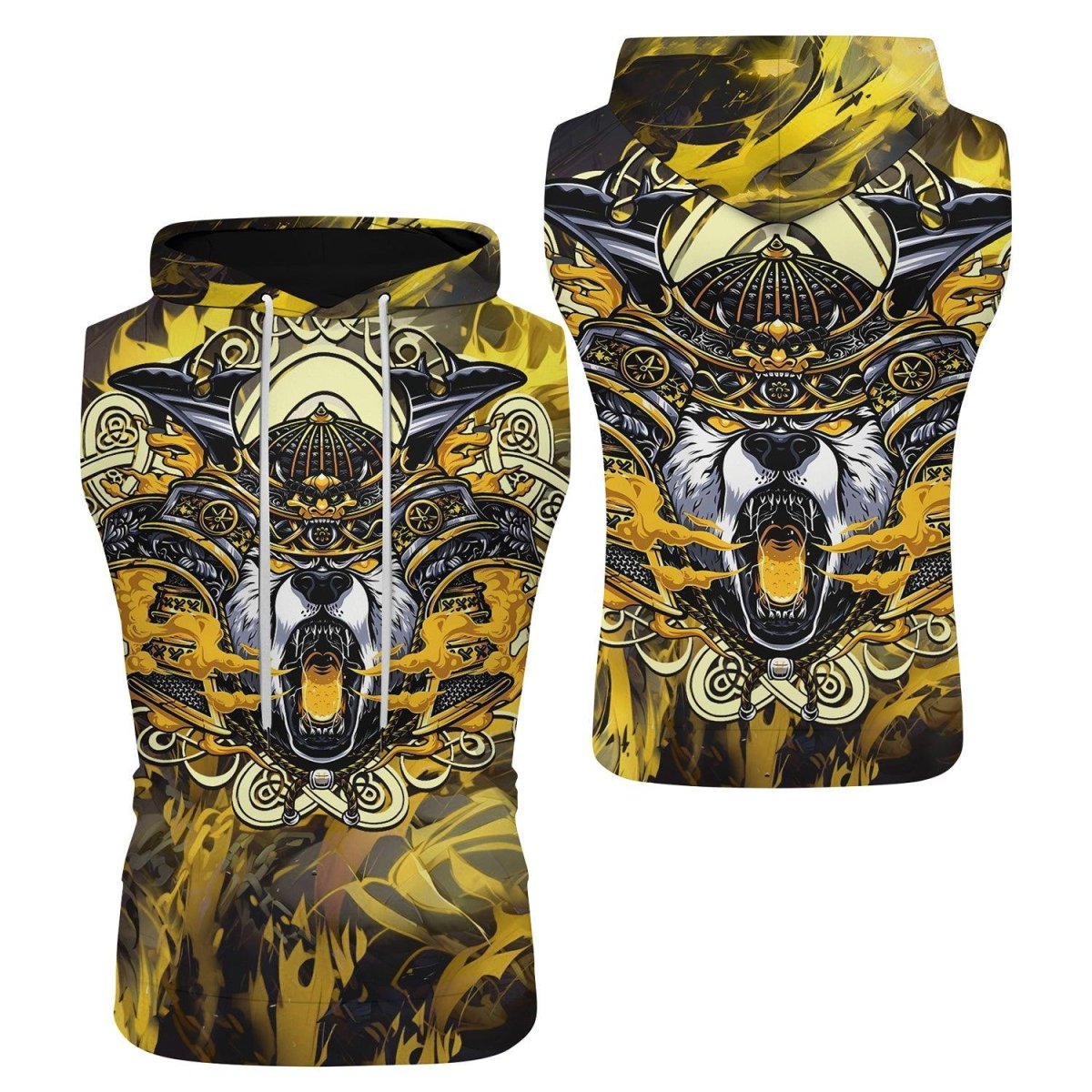 Golden Panda Skull Sleeveless Pullover & Zip Hoodie - BattleFitGear