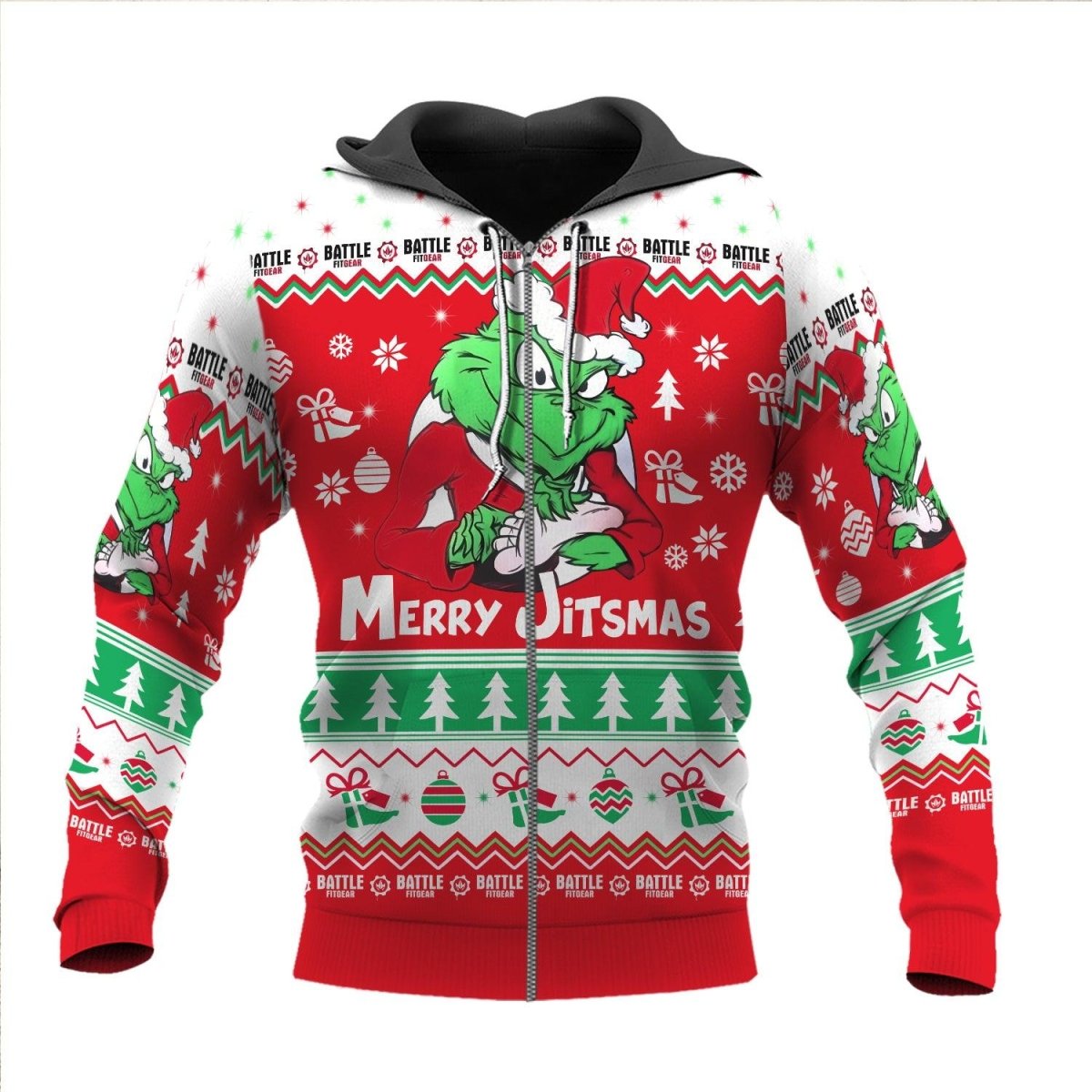 Funny Santa Grinch Pullover & Zip Hoodie - BattleFitGear