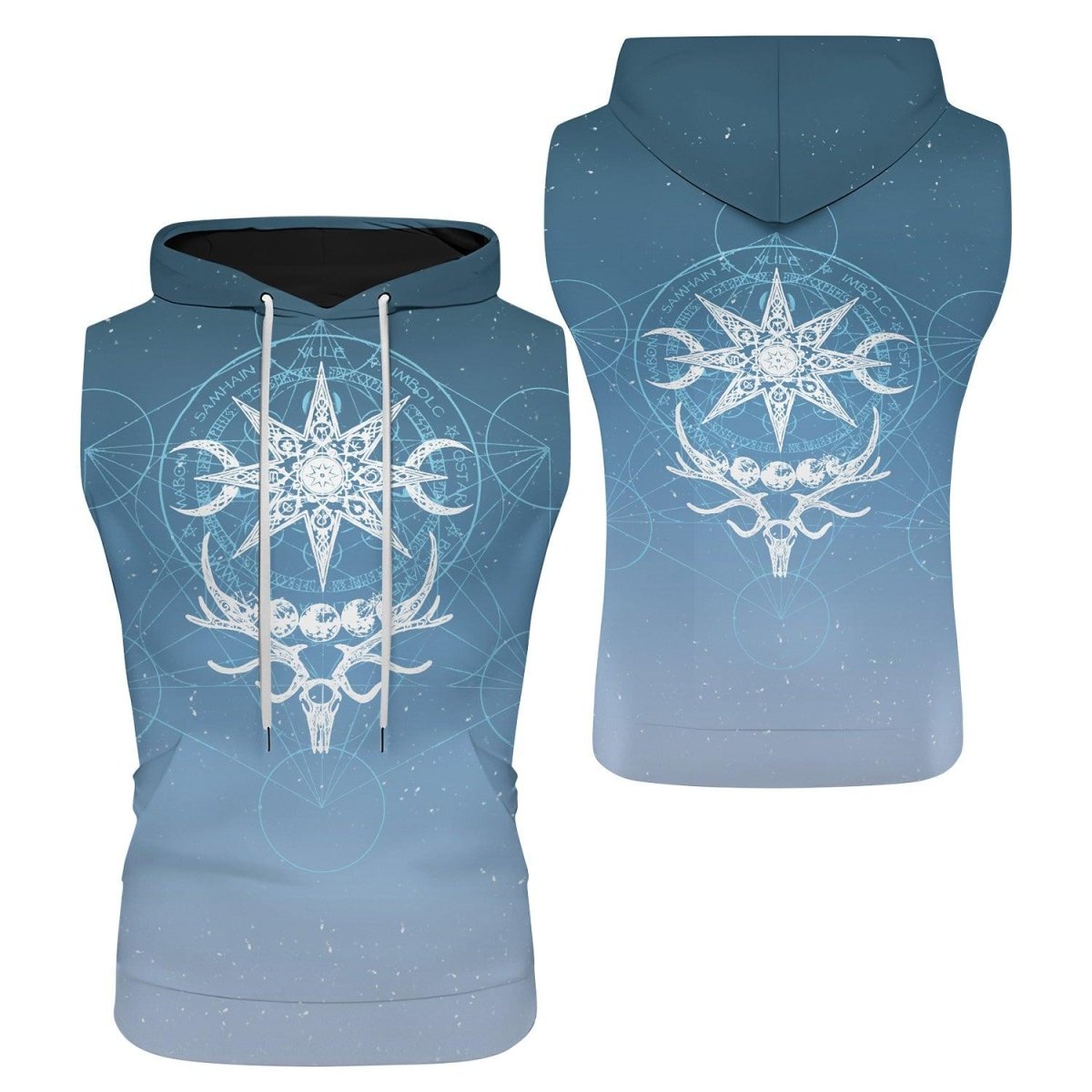 Light Blue YULE Sleeveless Pullover & Zip Hoodie - BattleFitGear