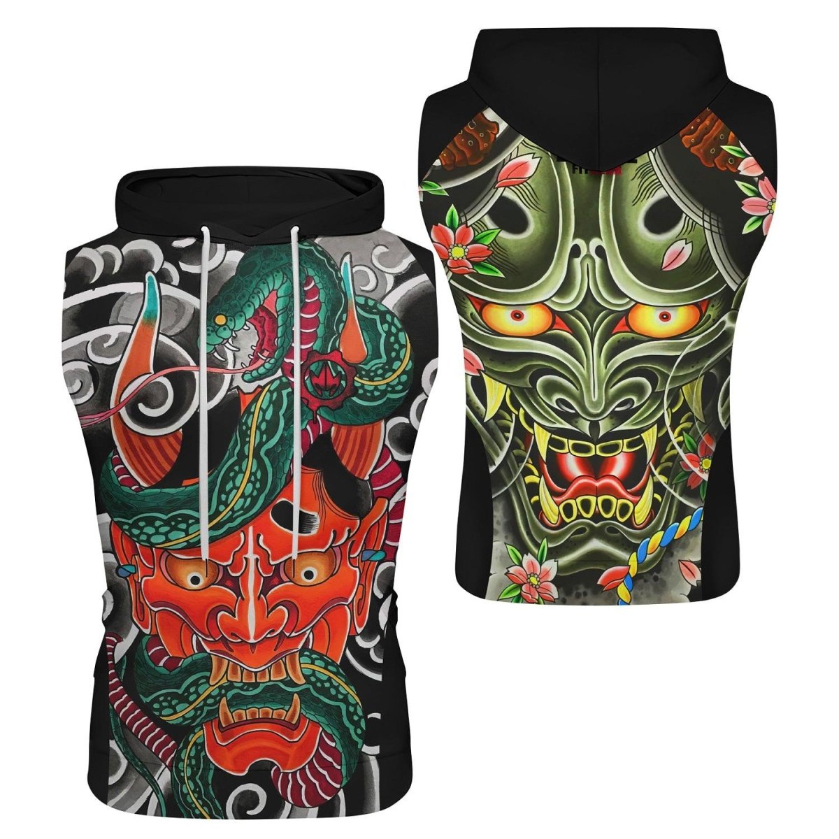 Japanese Viper Oni Sleeveless Pullover & Zip Hoodie - BattleFitGear