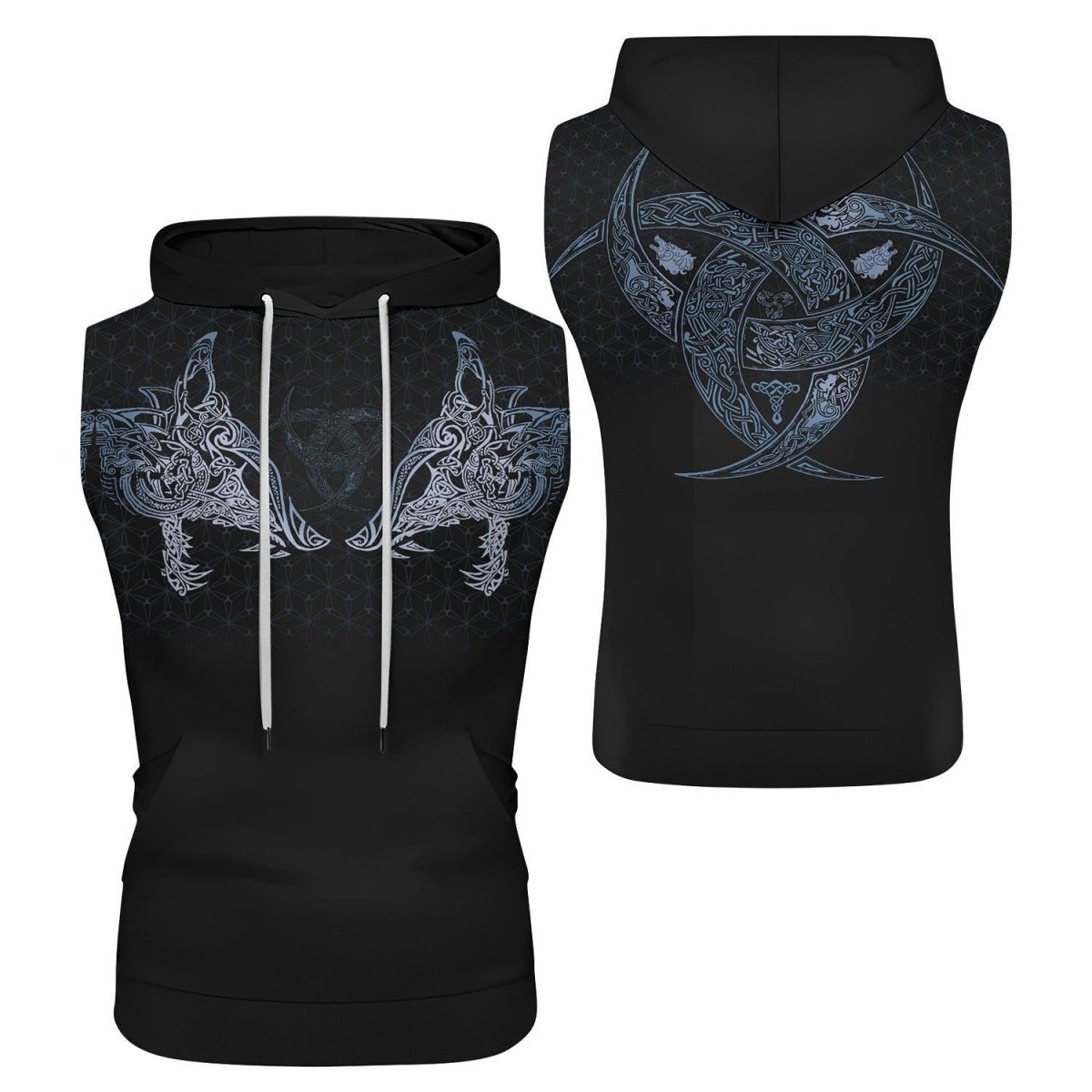 Geri & Freki Tattoo Viking Sleeveless Pullover & Zip Hoodie - BattleFitGear