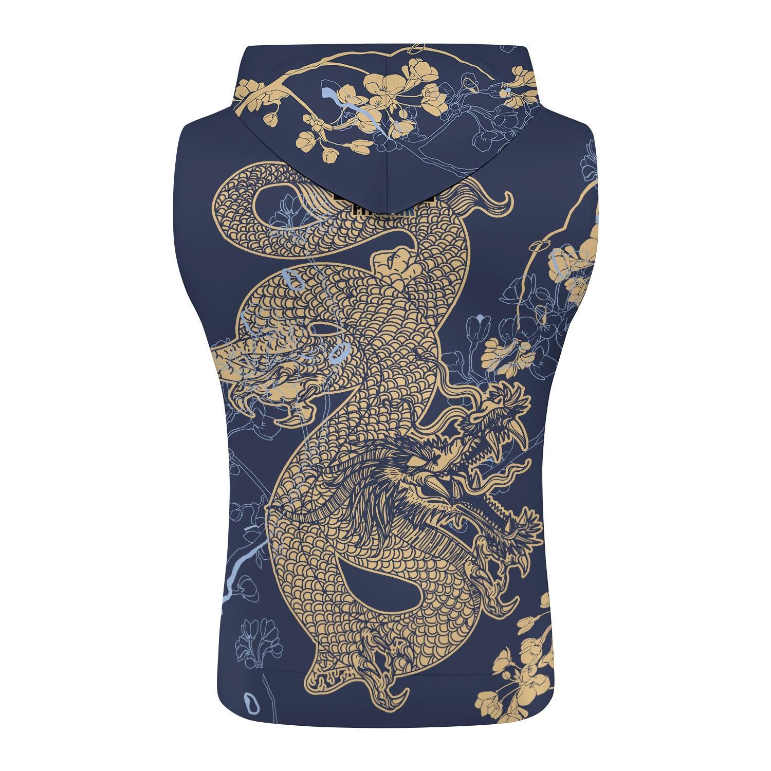 Flower Chinese Dragon Sleeveless Pullover & Zip Hoodie