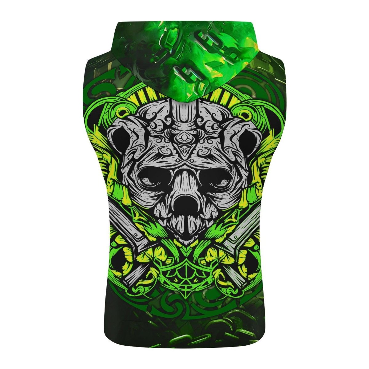 Green Panda Skull Sleeveless Pullover & Zip Hoodie - BattleFitGear