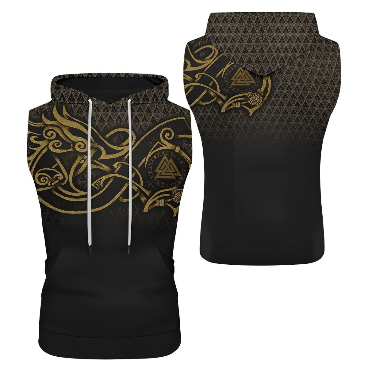 Viking Fenrir Symbol Rune Sleeveless Pullover & Zip Hoodie - BattleFitGear