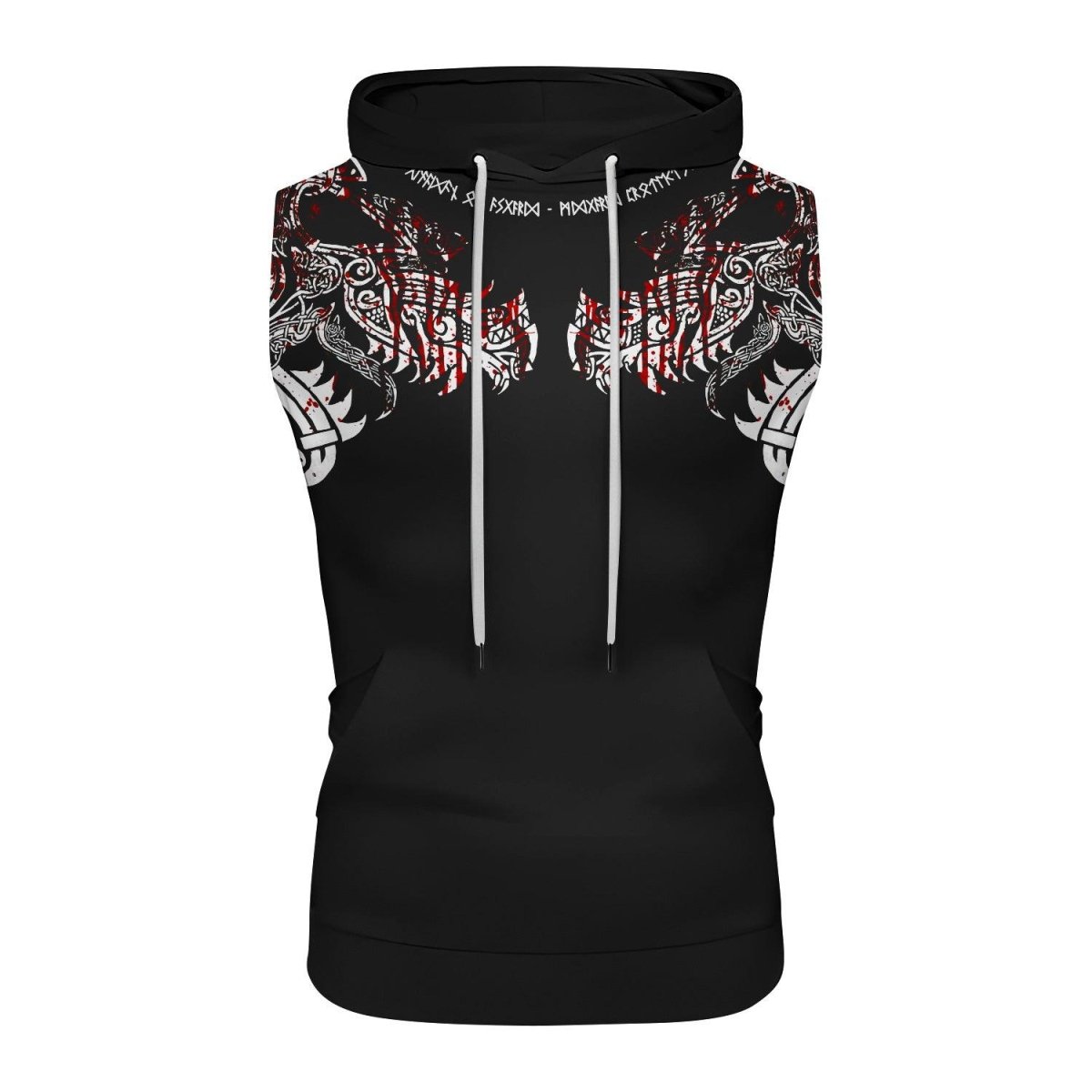 Geri & Freki Blood Tattoo Viking Sleeveless Pullover & Zip Hoodie - BattleFitGear