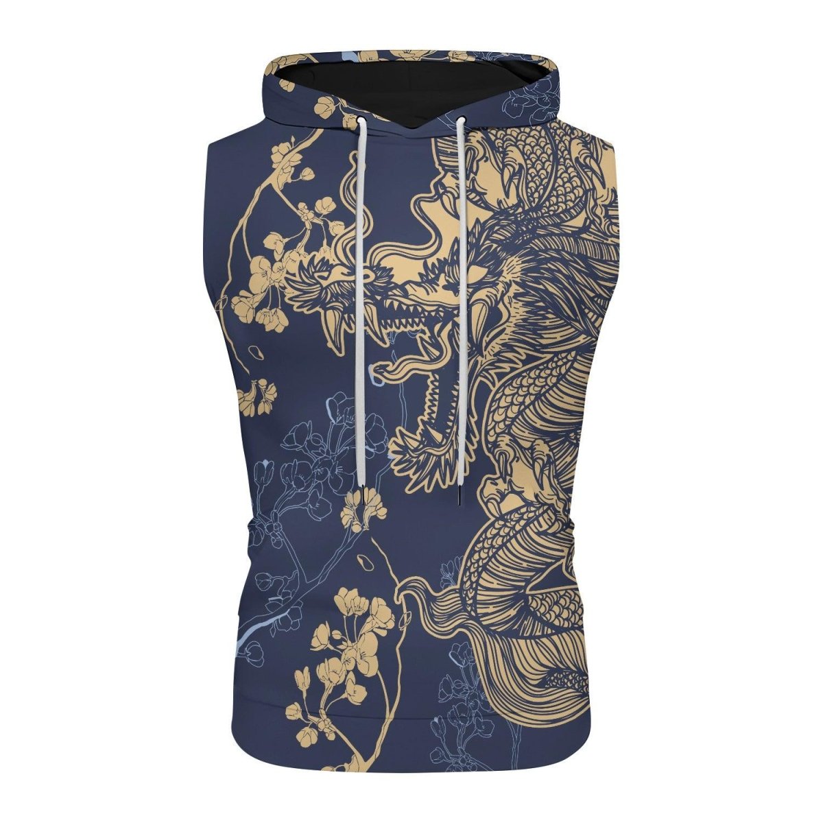 Flower Chinese Dragon Sleeveless Pullover & Zip Hoodie - BattleFitGear