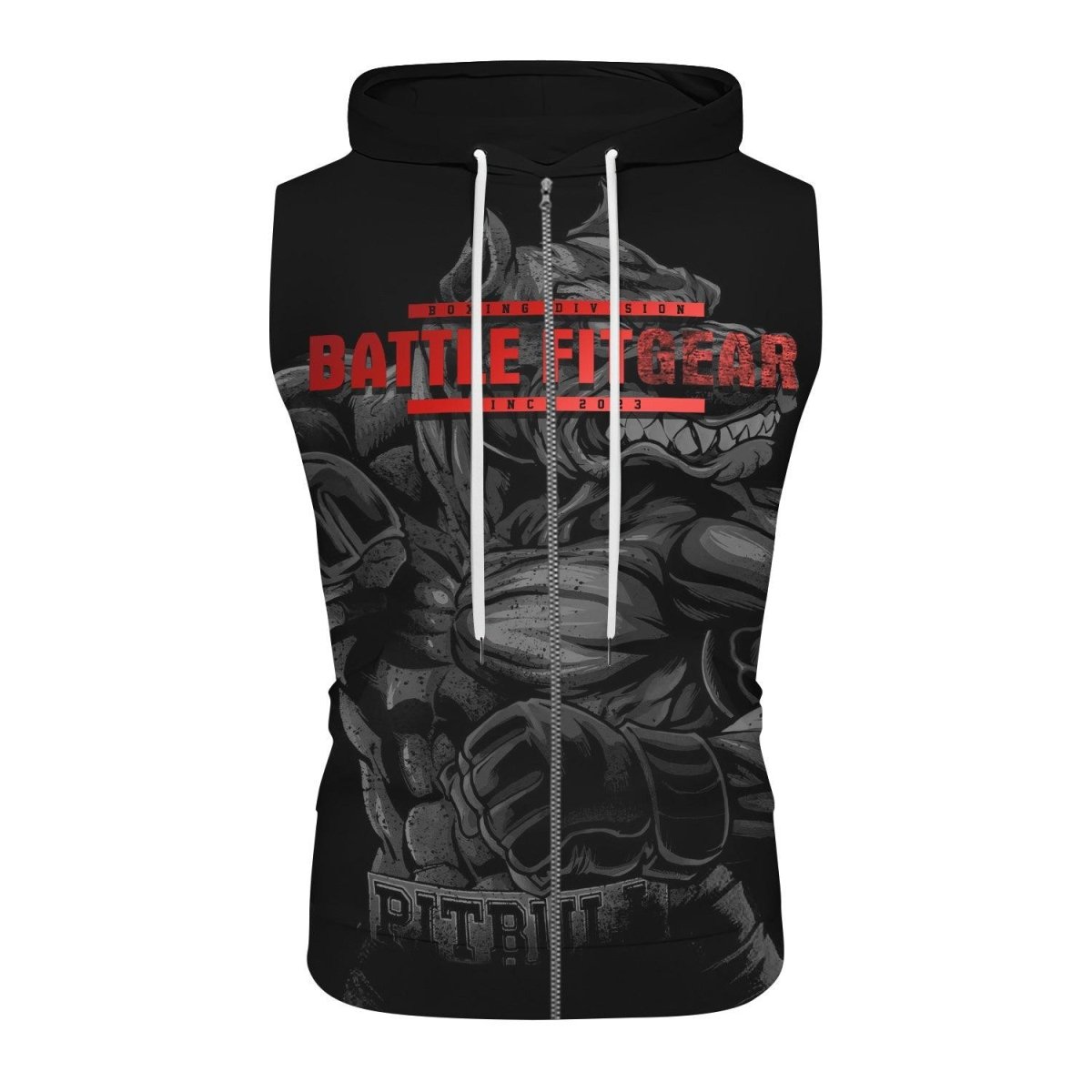 Red Rage Pitbull Boxing Sleeveless Pullover & Zip Hoodie - BattleFitGear