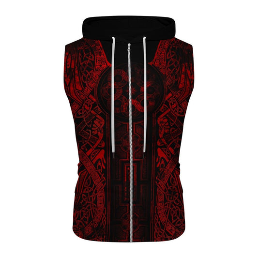 Viking Suncatcher Red Sleeveless Pullover & Zip Hoodie - BattleFitGear