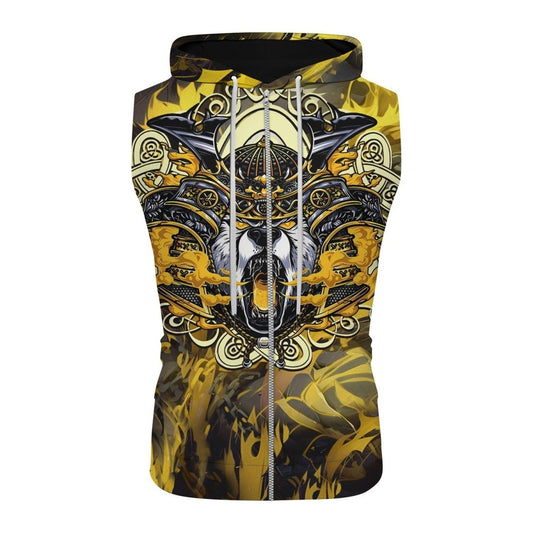 Golden Panda Skull Sleeveless Pullover & Zip Hoodie - BattleFitGear