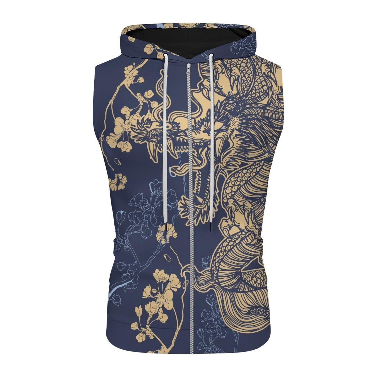 Flower Chinese Dragon Sleeveless Pullover & Zip Hoodie - BattleFitGear