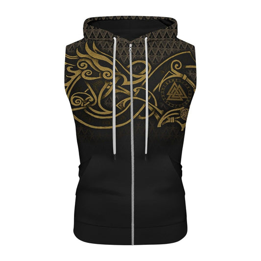 Viking Fenrir Symbol Rune Sleeveless Pullover & Zip Hoodie - BattleFitGear