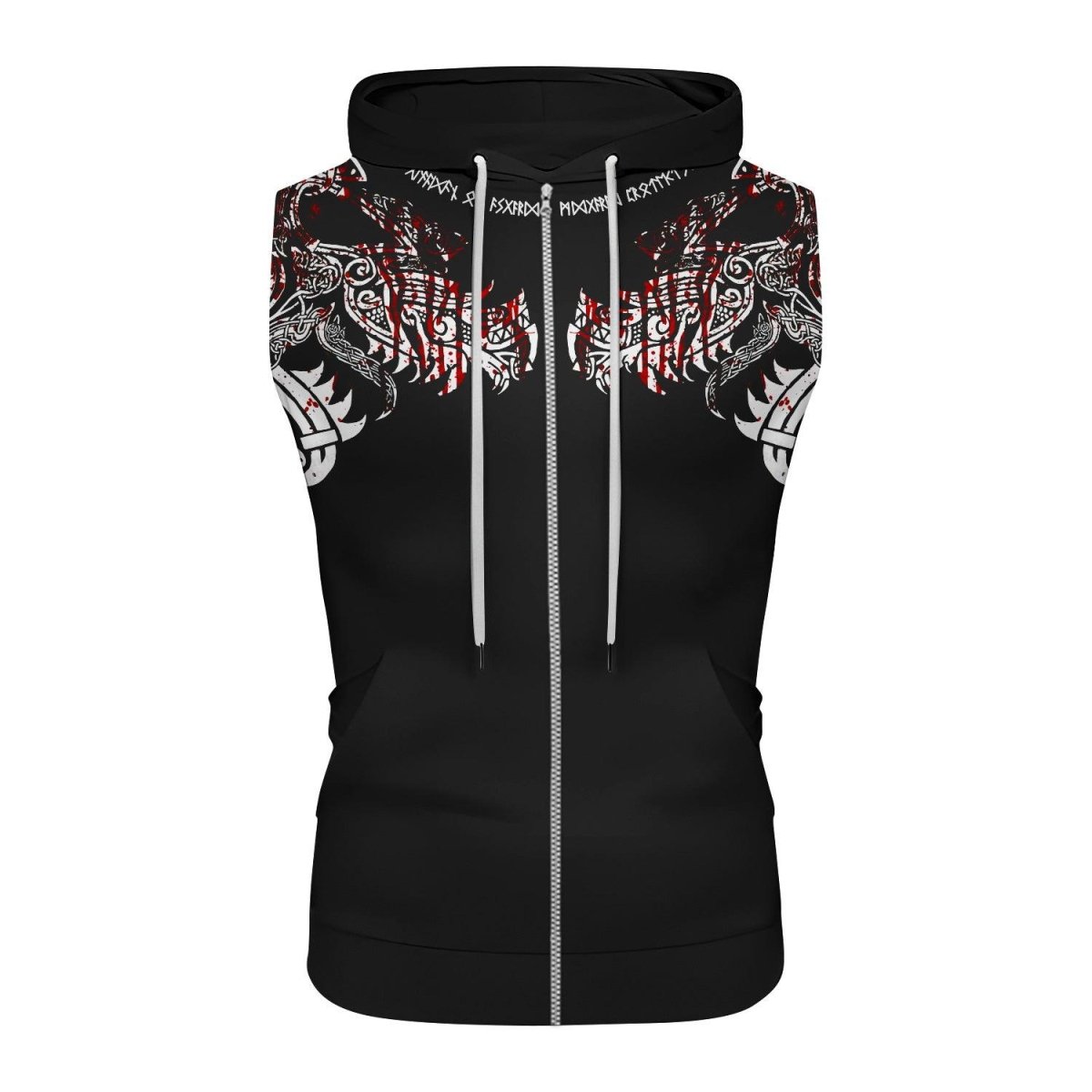 Geri & Freki Blood Tattoo Viking Sleeveless Pullover & Zip Hoodie - BattleFitGear