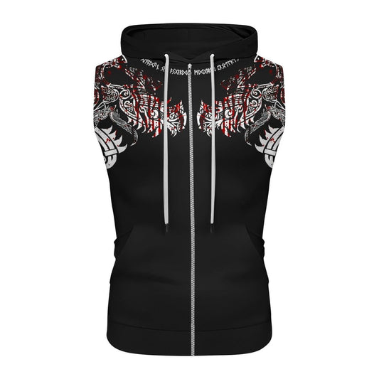 Geri & Freki Blood Tattoo Viking Sleeveless Pullover & Zip Hoodie - BattleFitGear