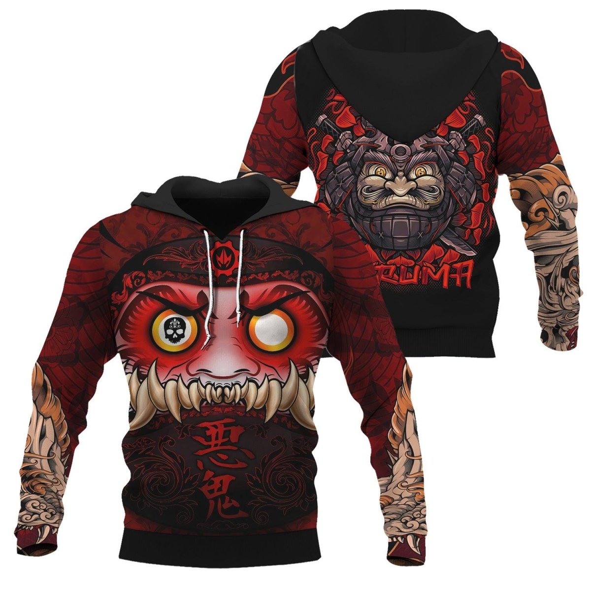 Japanese Daruma Pullover & Zip Hoodie - BattleFitGear