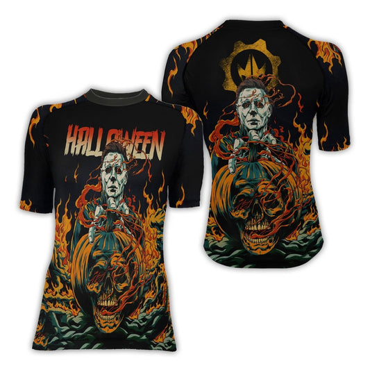 Halloween Michael Myers Women's Short Sleeve Rash Guard - BattleFitGear