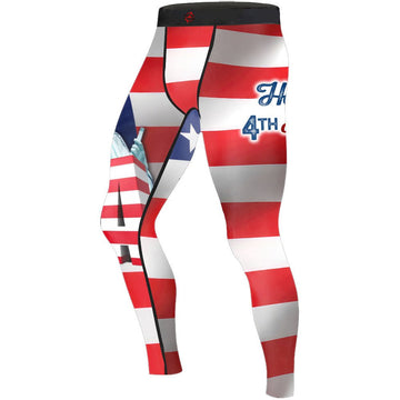 Happy Fourth Of July Men's Compression Leggings - BattleFitGear