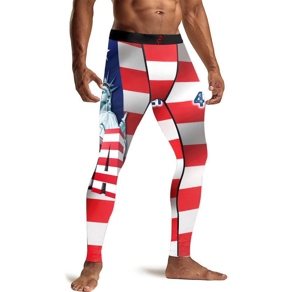 Happy Fourth Of July Men's Compression Leggings - BattleFitGear