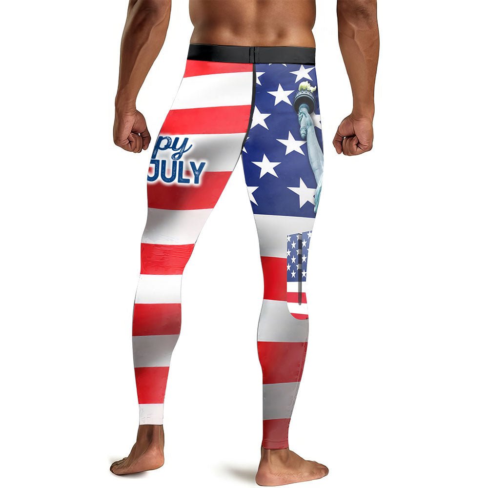 Happy Fourth Of July Men's Compression Leggings - BattleFitGear