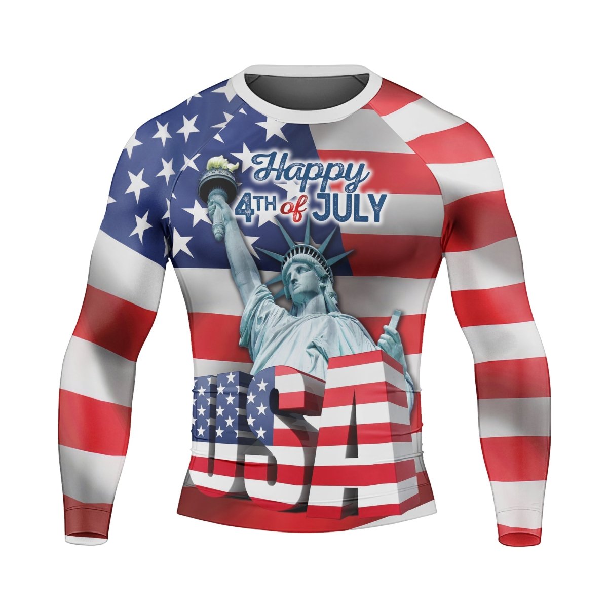 Happy Fourth Of July Men's Long Sleeve Rash Guard - BattleFitGear