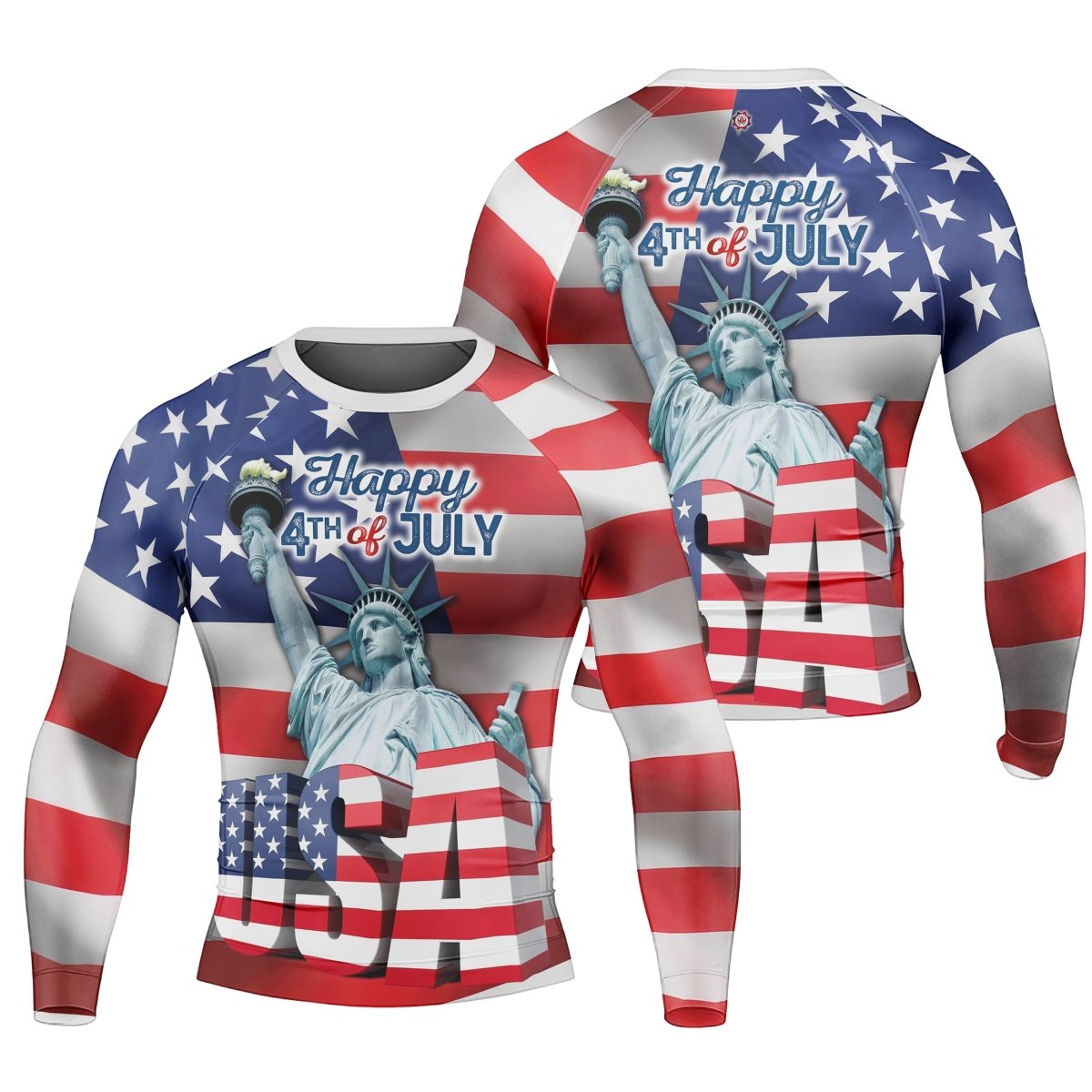 Happy Fourth Of July Men's Long Sleeve Rash Guard - BattleFitGear