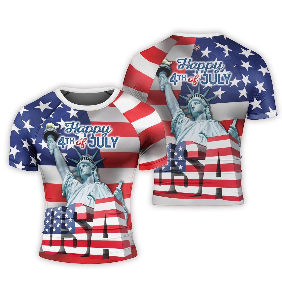 Happy Fourth Of July Men's Short Sleeve Rash Guard - BattleFitGear