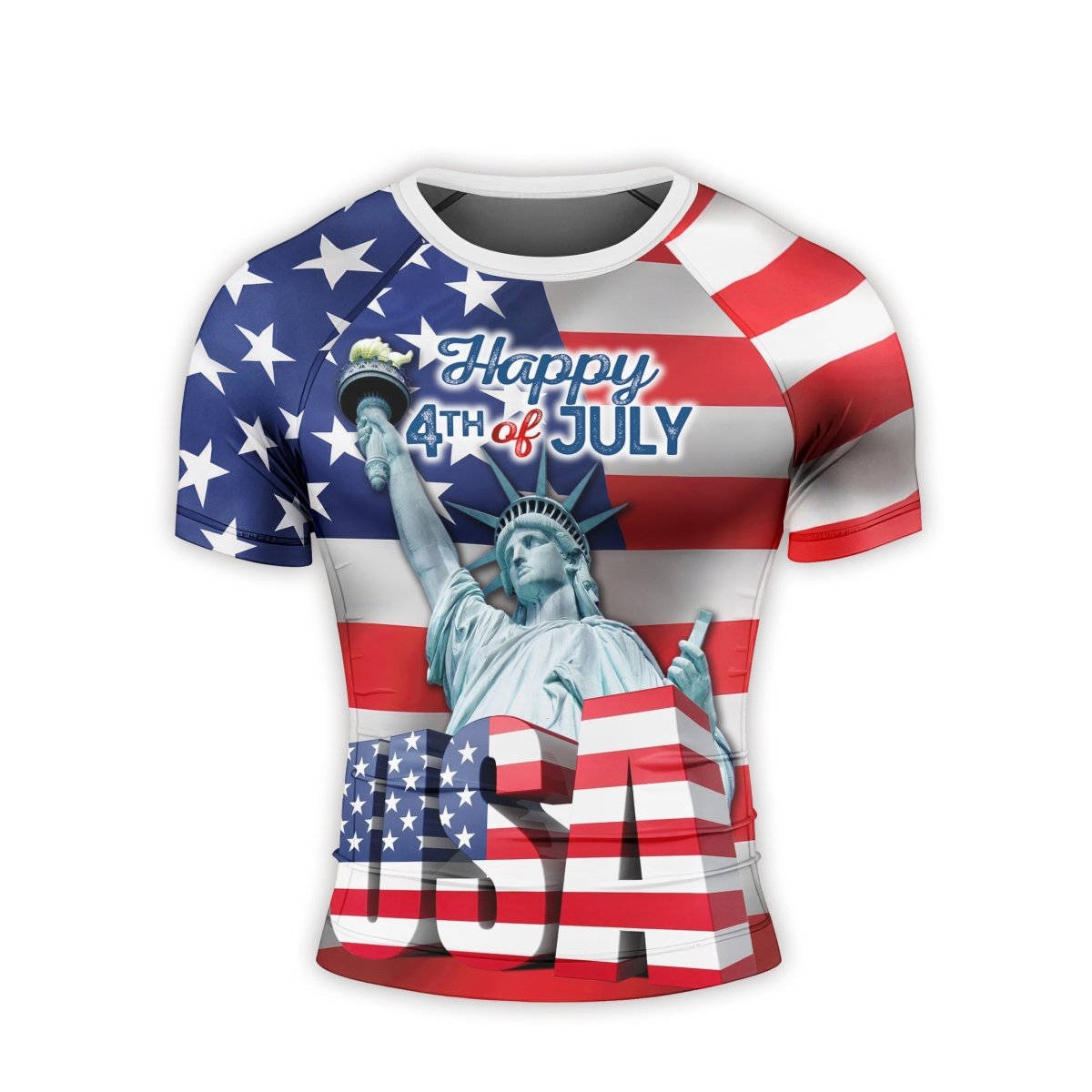 Happy Fourth Of July Men's Short Sleeve Rash Guard - BattleFitGear