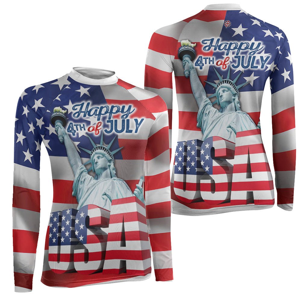 Happy Fourth Of July Women's Long Sleeve Rash Guard - BattleFitGear