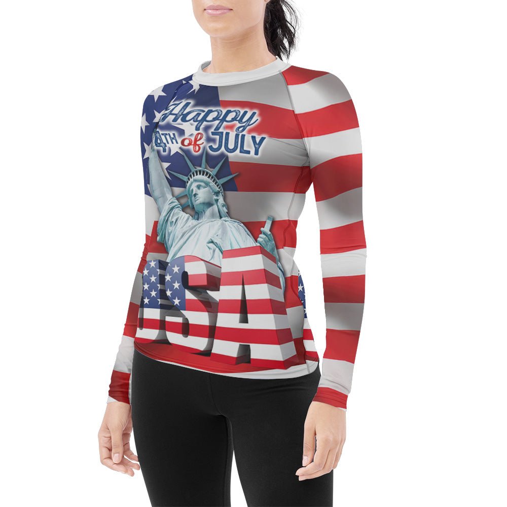 Happy Fourth Of July Women's Long Sleeve Rash Guard - BattleFitGear