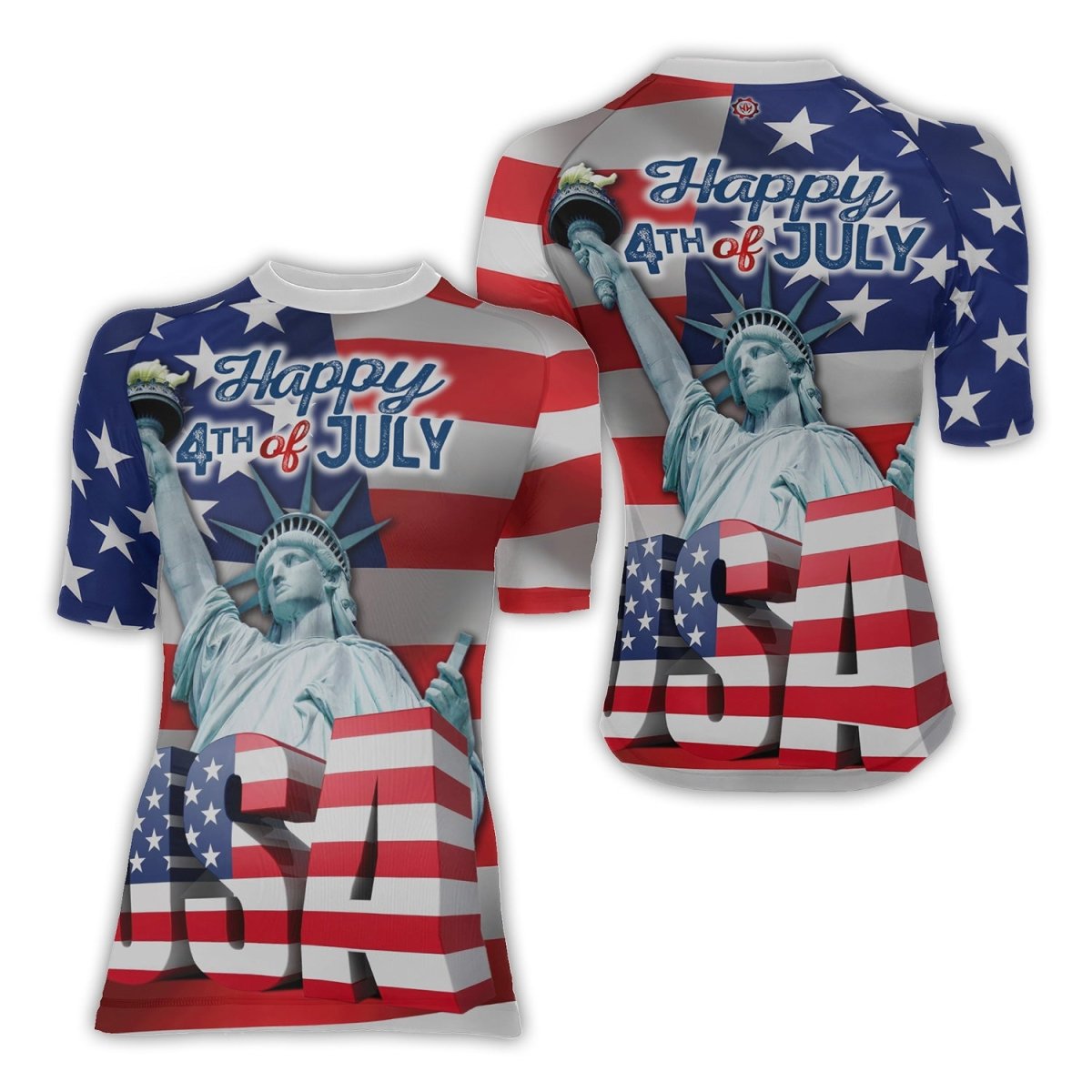 Happy Fourth Of July Women's Short Sleeve Rash Guard - BattleFitGear