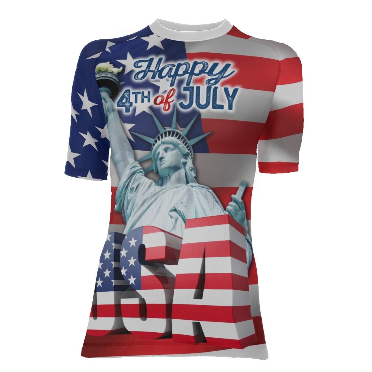 Happy Fourth Of July Women's Short Sleeve Rash Guard - BattleFitGear