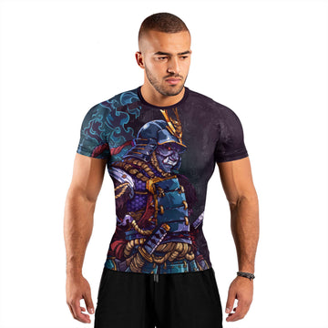 Hell Demon Samurai Men's Short Sleeve Rash Guard