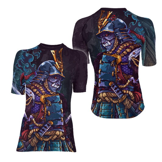 Hell Demon Samurai Women's Short Sleeve Rash Guard