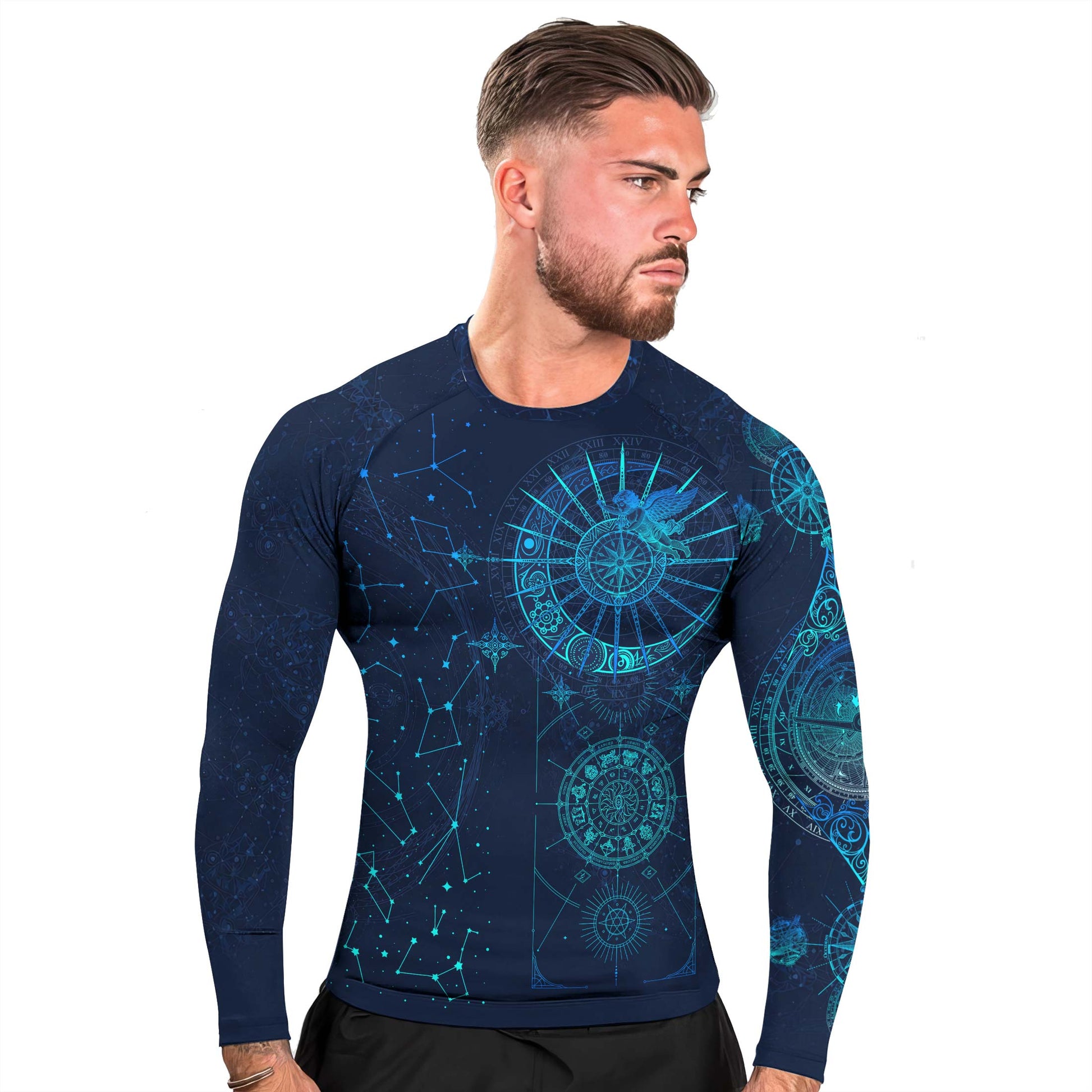 Horoscope Galaxy Men's Long Sleeve Rash Guard