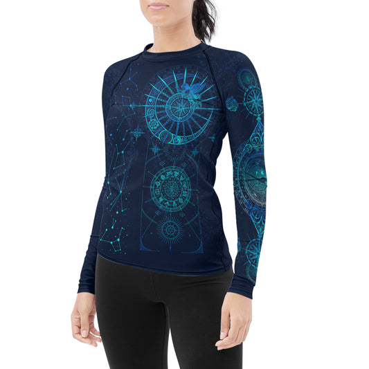 Horoscope Galaxy Women's Long Sleeve Rash Guard