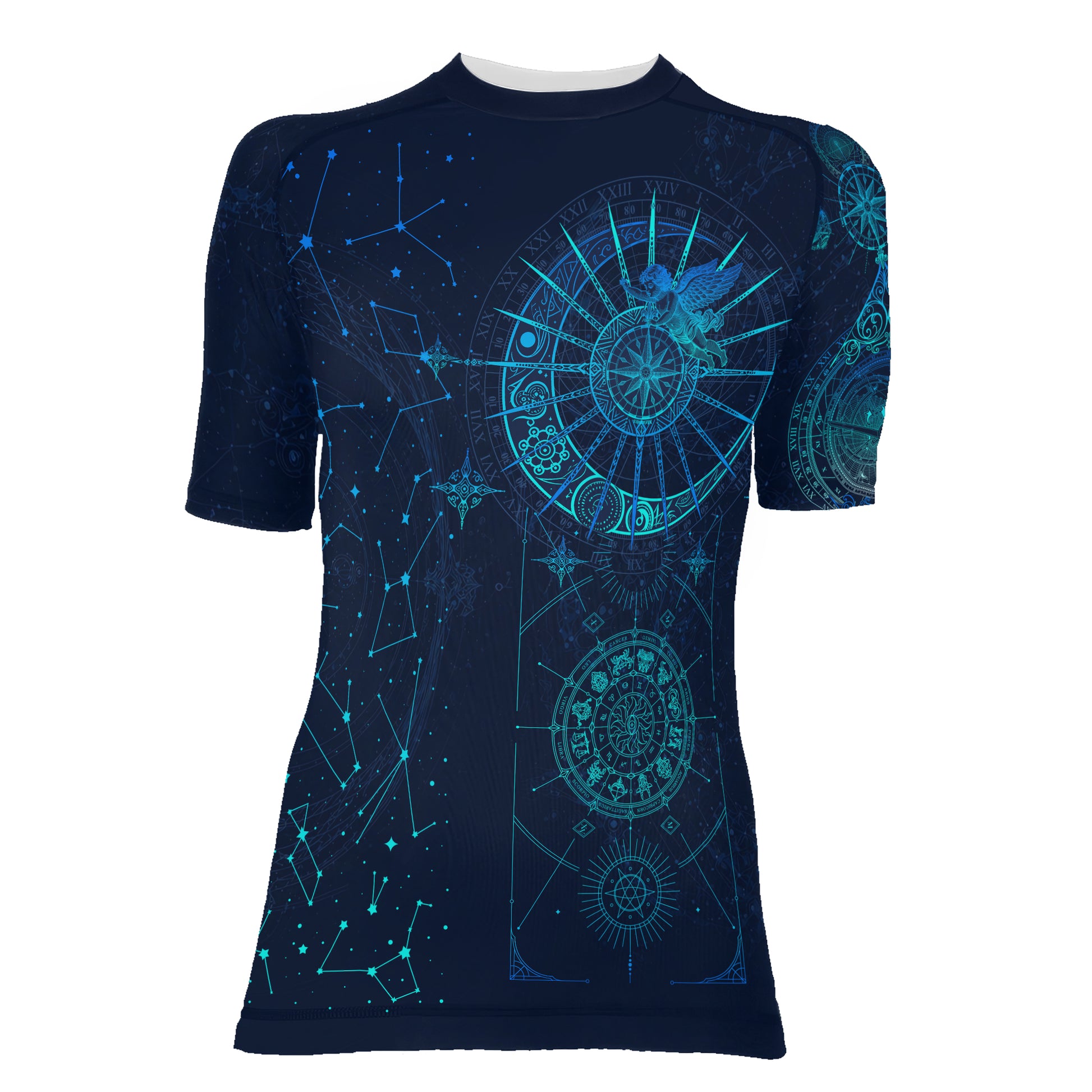 Horoscope Galaxy Women's Short Sleeve Rash Guard