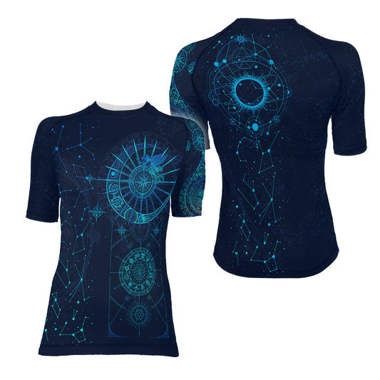 Horoscope Galaxy Women's Short Sleeve Rash Guard