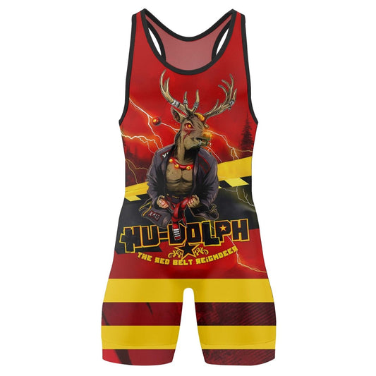 Hudolph The Red Belt Reindeer Wrestling Singlets - BattleFitGear