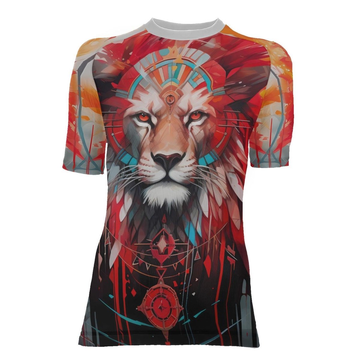 Lion Native Women's Short Sleeve Rash Guard - BattleFitGear