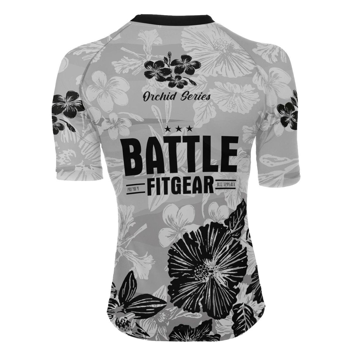 Orchid Series Viking White Heart Pattern Women's Short Sleeve Rash Guard - BattleFitGear