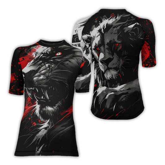 Dangerous Lion Women's Short Sleeve Rash Guard - BattleFitGear