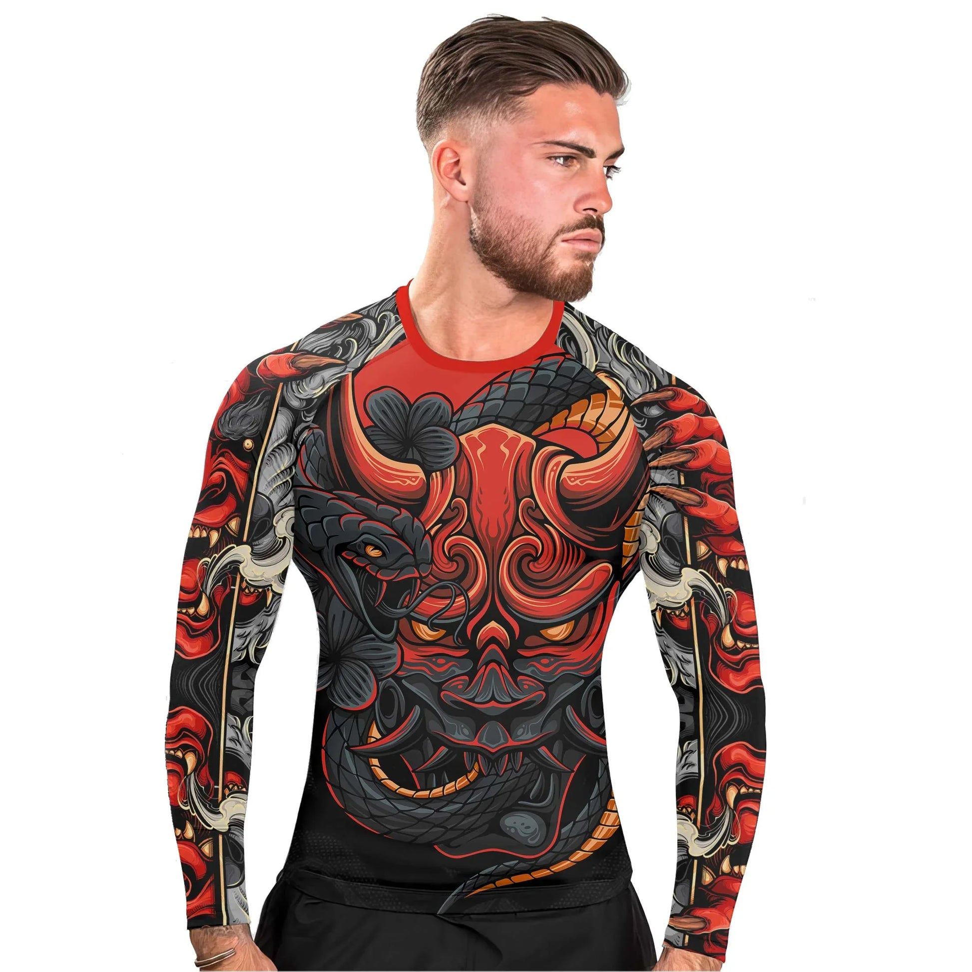 Infernal Hannya Men's Long Sleeve Rash Guard
