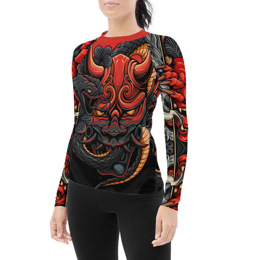 Infernal Hannya Women's Long Sleeve Rash Guard