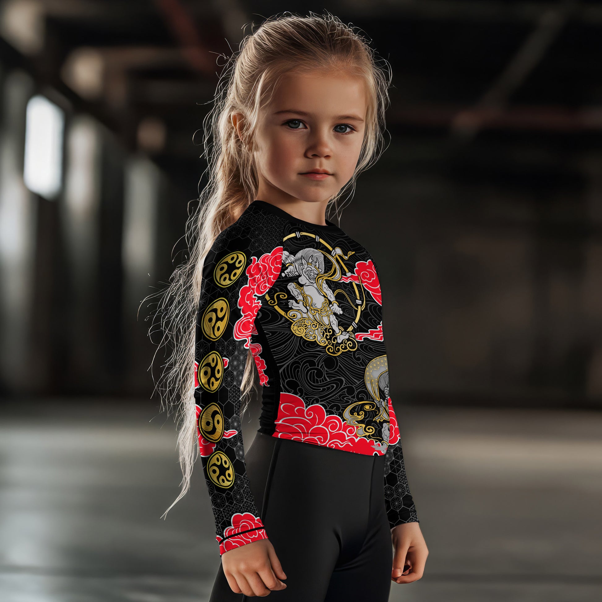 Japanese Raijin And Fujin Kids Rash Guard