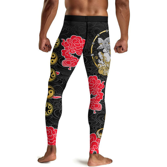 Japanese Raijin And Fujin Men's Compression Leggings - BattleFitGear