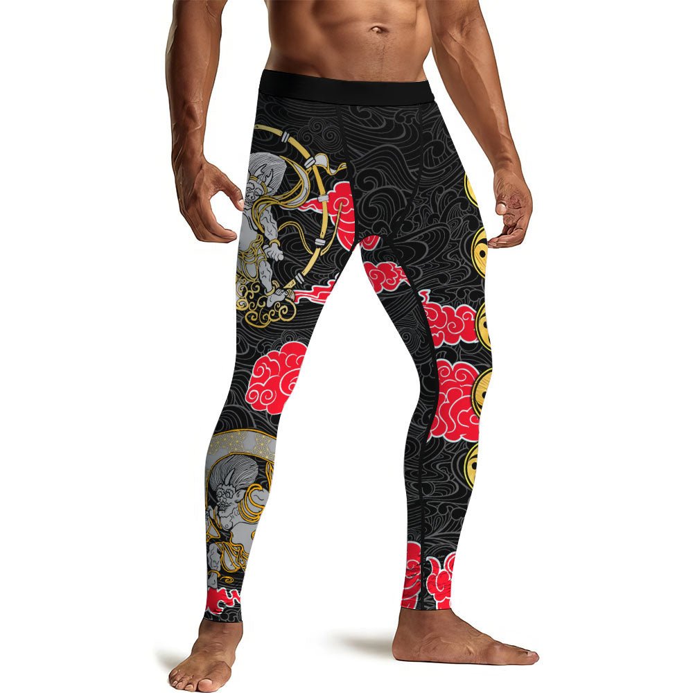 Japanese Raijin And Fujin Men's Compression Leggings - BattleFitGear